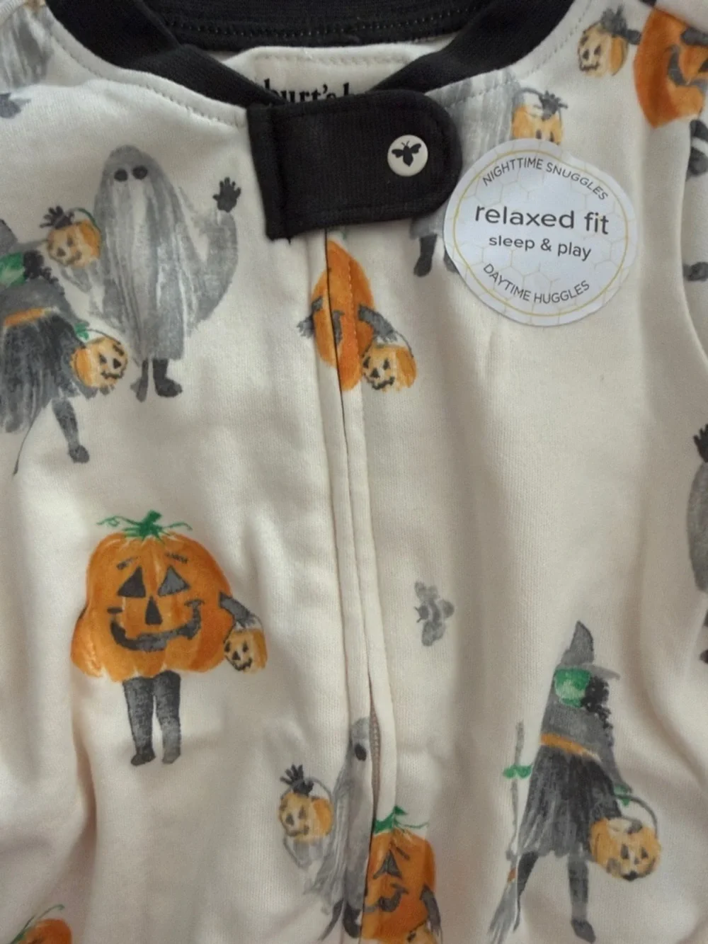Burt bees Organic cotton Kids Pumpkin & Ghost Footed One-Piece 3-6 -9months
